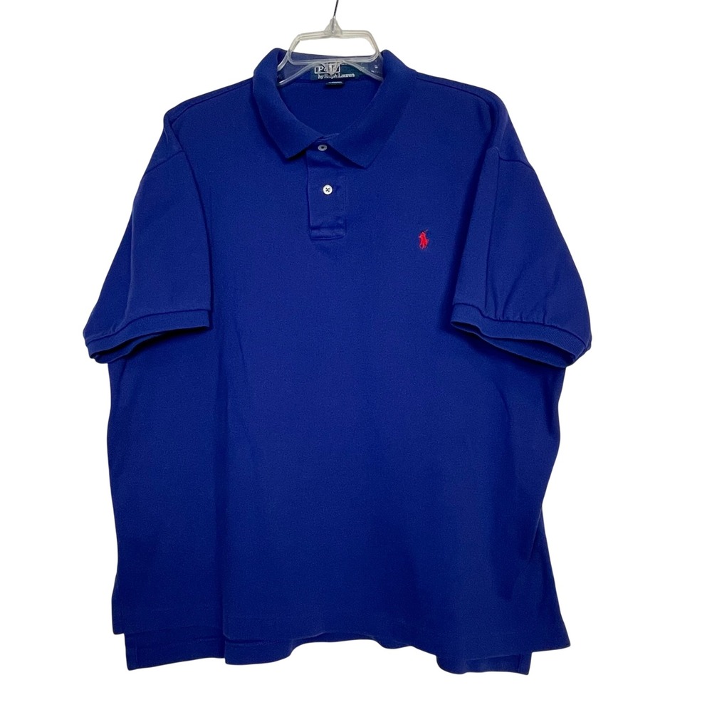 Polo by Ralph Lauren Polo‎ Shirt Mens XL Blue Red Pony Logo Short Sleeve Cotton